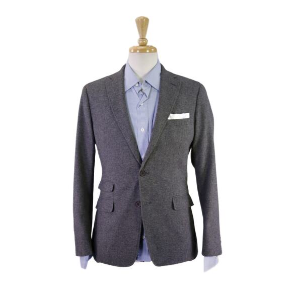 Banana Republic Mens Tailored Fit Gray Black Knit Woven Cotton Blazer Jacket 36S